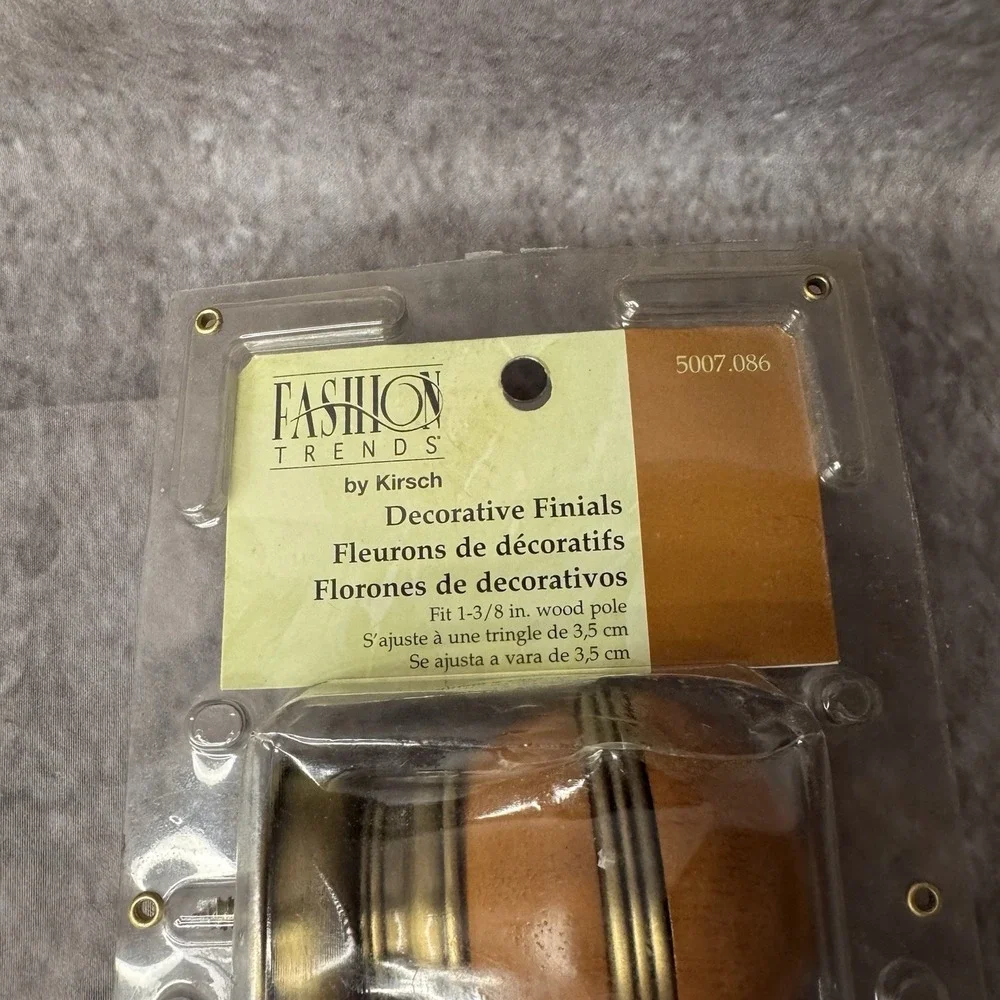 Kirsch Decorative Finials Wood Gold Ball Fits 1 3/8 Wood Pole Drapery Rod